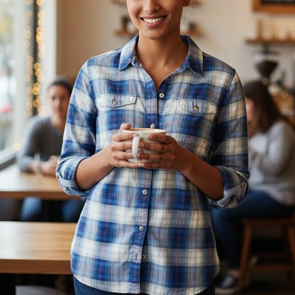 Eddie Bauer Tops - Eddie Bauer Long Sleeve Button Down Plaid Shirt - XL P2P 23"